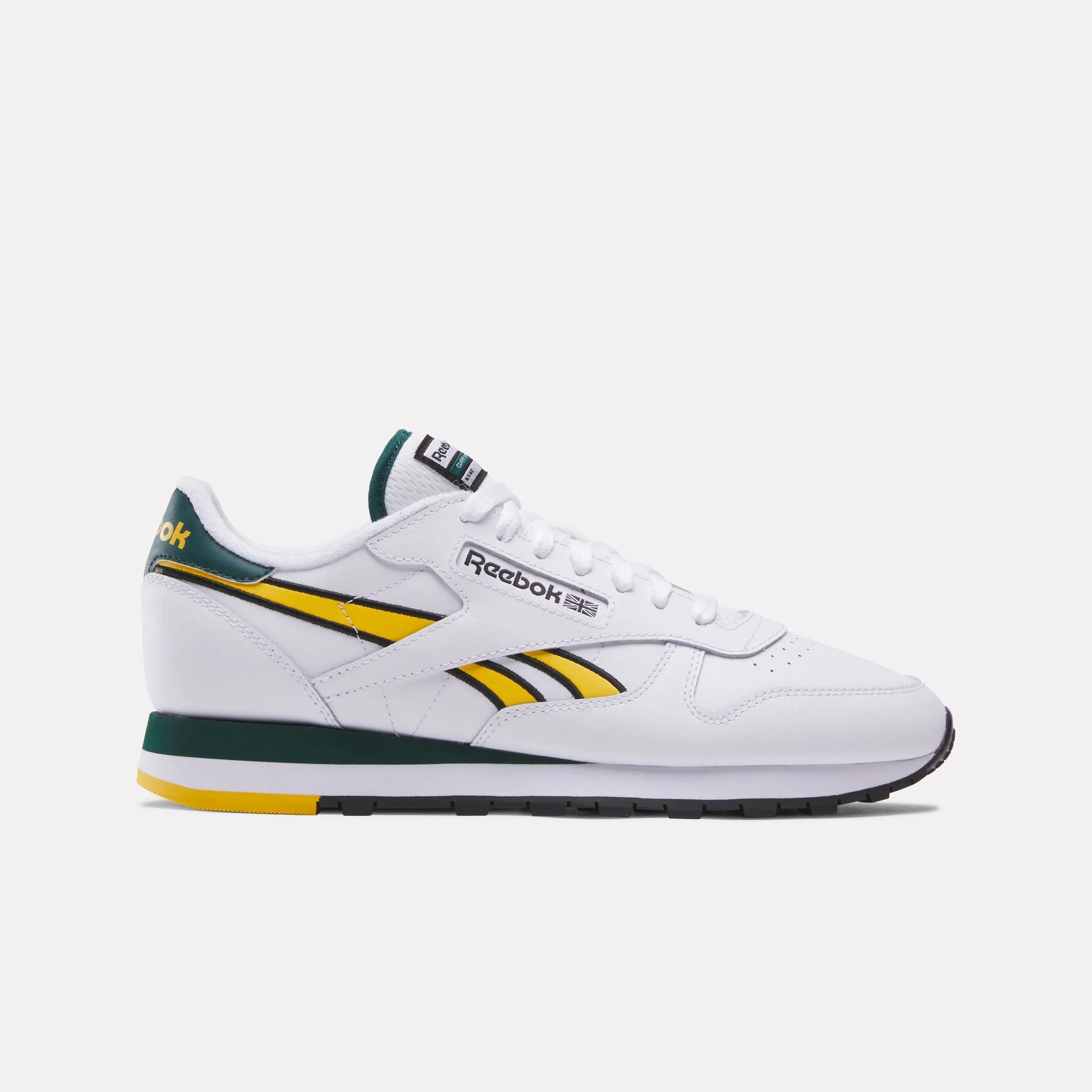 Classic Leather Shoes White/Gold/Collegiate Green