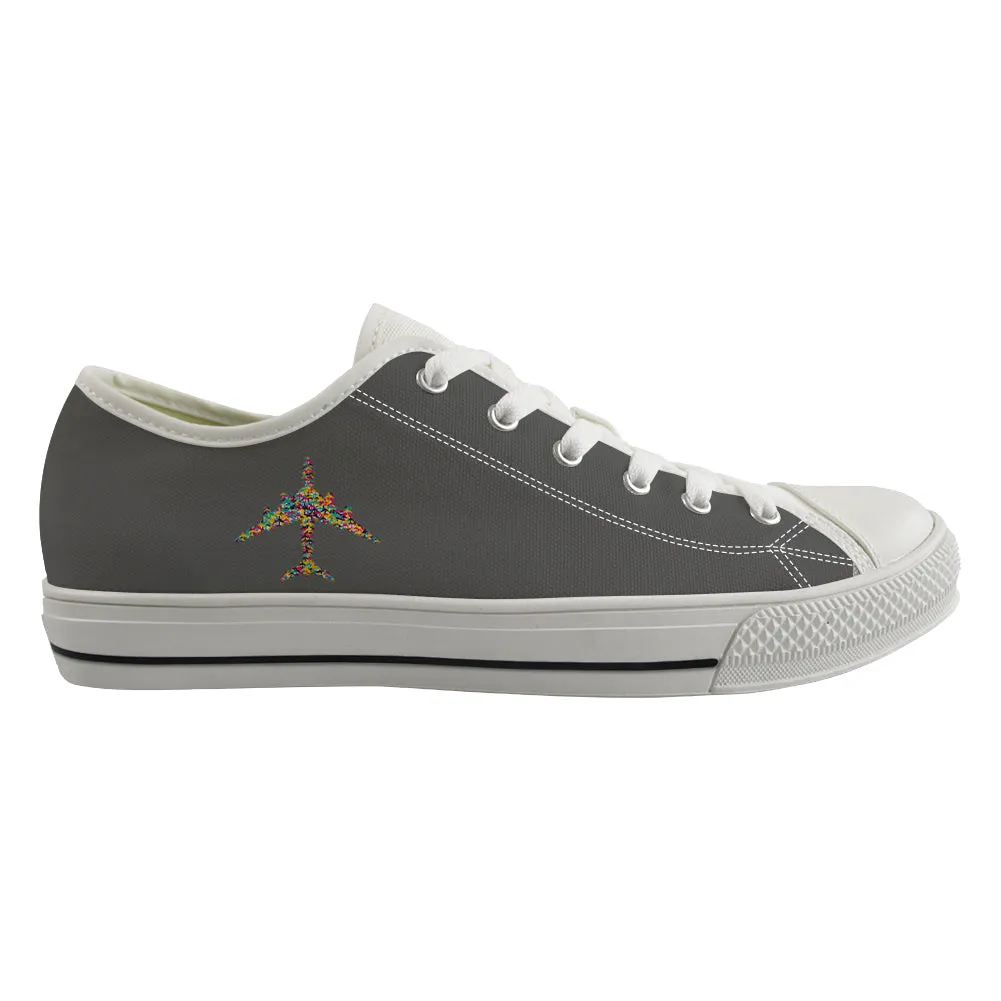 Colourful Airplane Designed Canvas Shoes (Men)