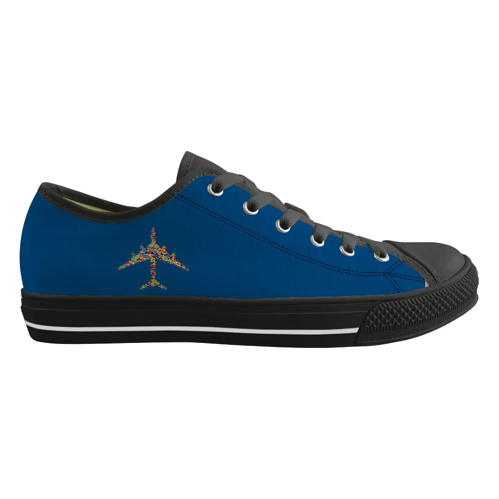 Colourful Airplane Designed Canvas Shoes (Men)