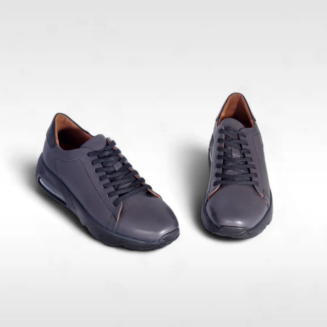 Comfortable men's sports shoes- genuine leathe / Made in Türkiye - Gray -8899