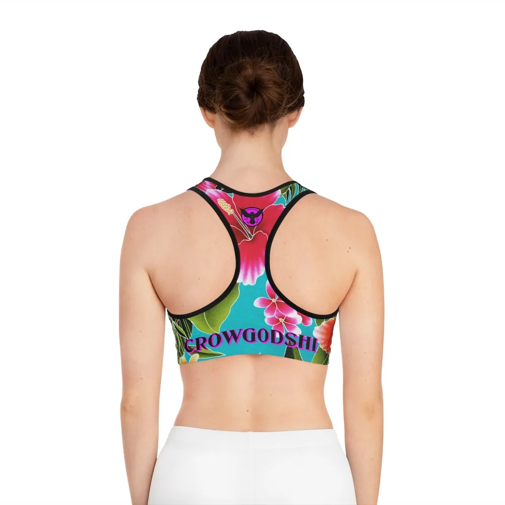 Crowgodshi Designer Flower Garden Sports Bra