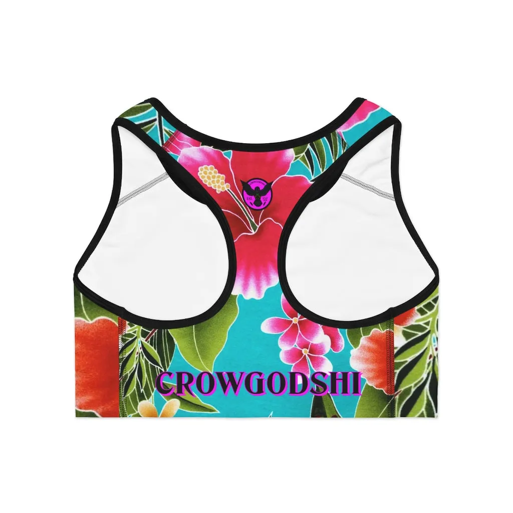 Crowgodshi Designer Flower Garden Sports Bra