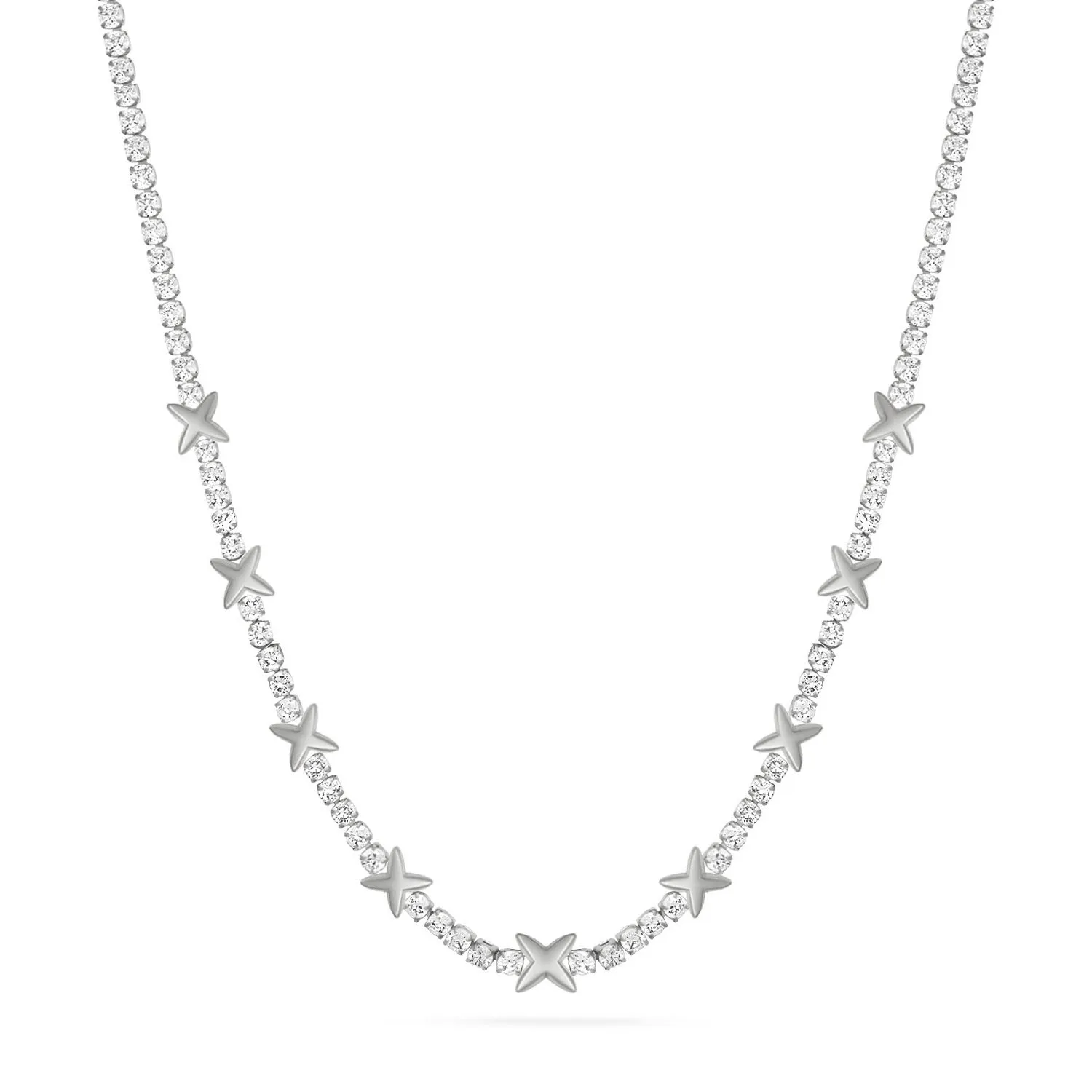 Crystal Fixed Charm Necklace (Silver)