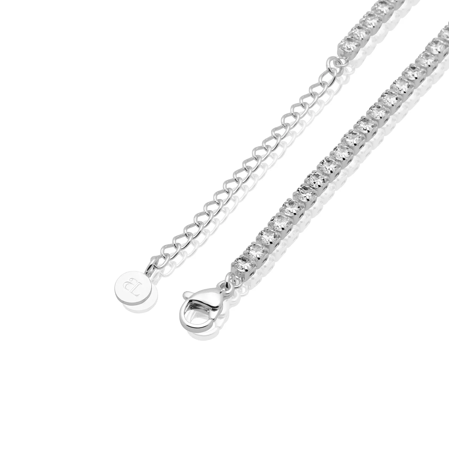 Crystal Fixed Charm Necklace (Silver)