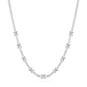 Crystal Fixed Charm Necklace (Silver)