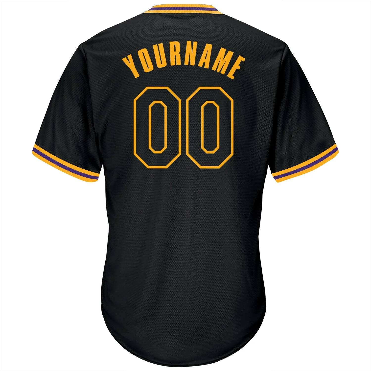 Custom Black Black-Gold Authentic Throwback Rib-Knit Baseball Jersey Shirt