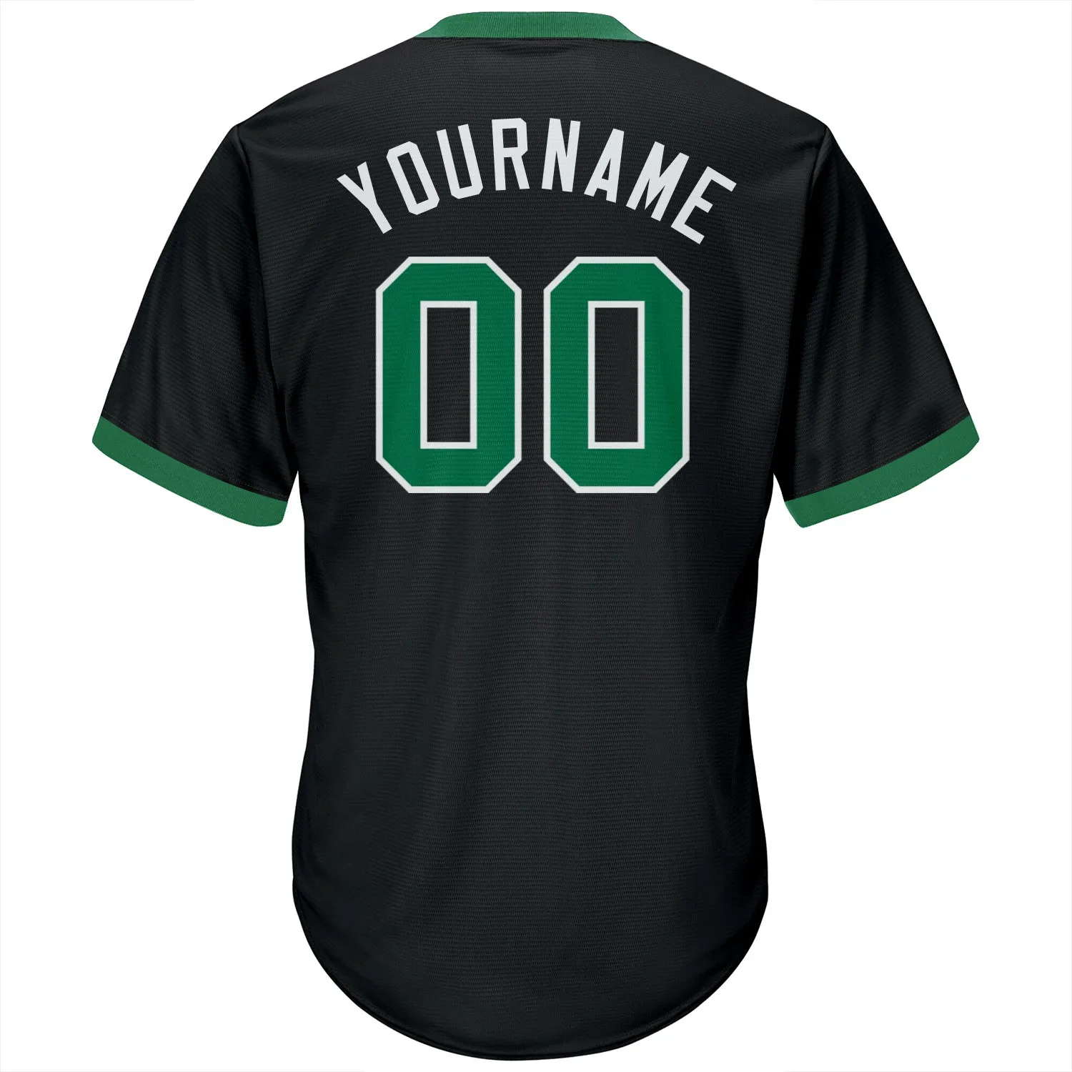 Custom Black Kelly Green-White Authentic Throwback Rib-Knit Baseball Jersey Shirt