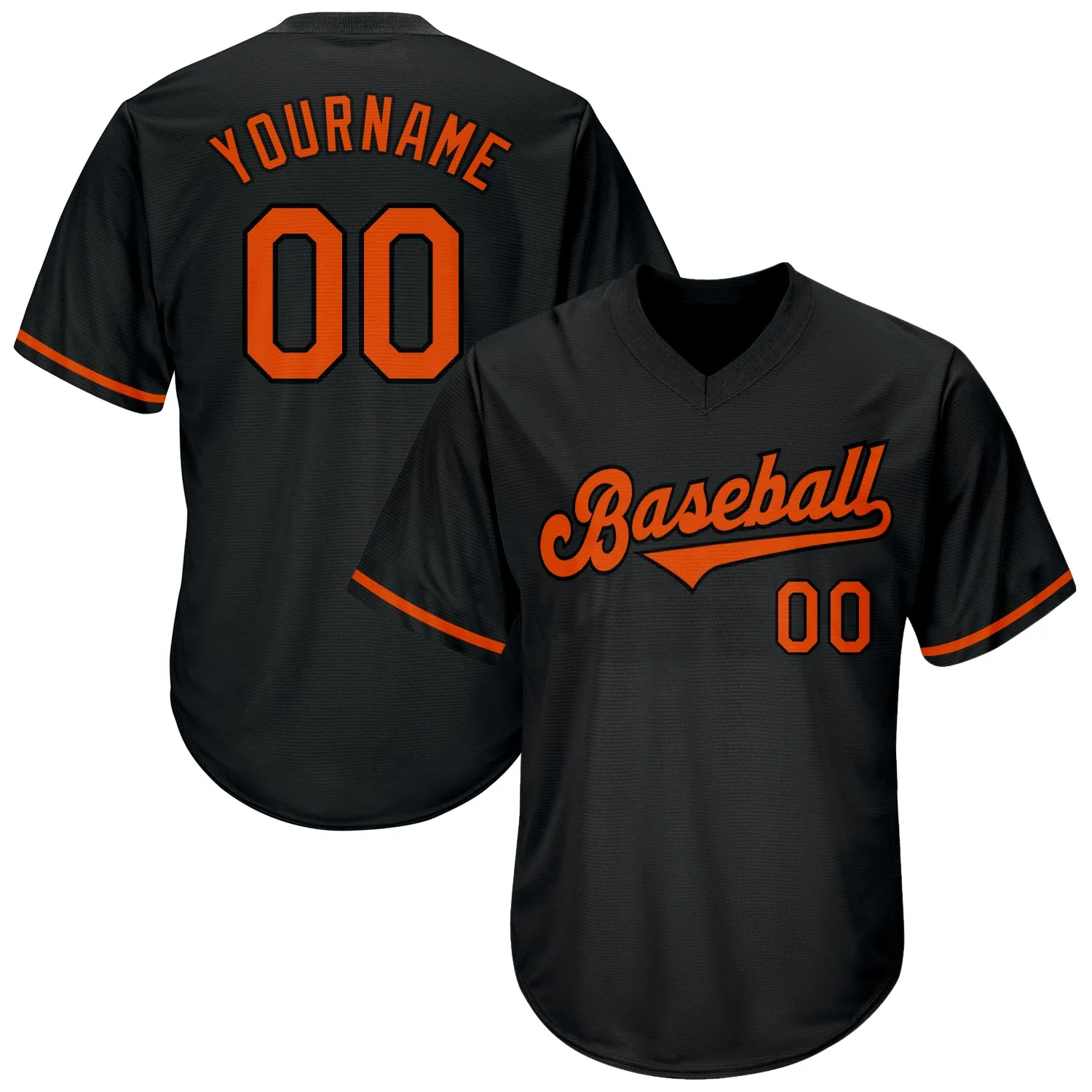 Custom Black Orange-Black Authentic Throwback Rib-Knit Baseball Jersey Shirt