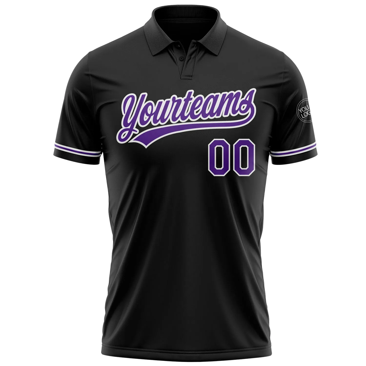 Custom Black Purple-White Performance Vapor Golf Polo Shirt