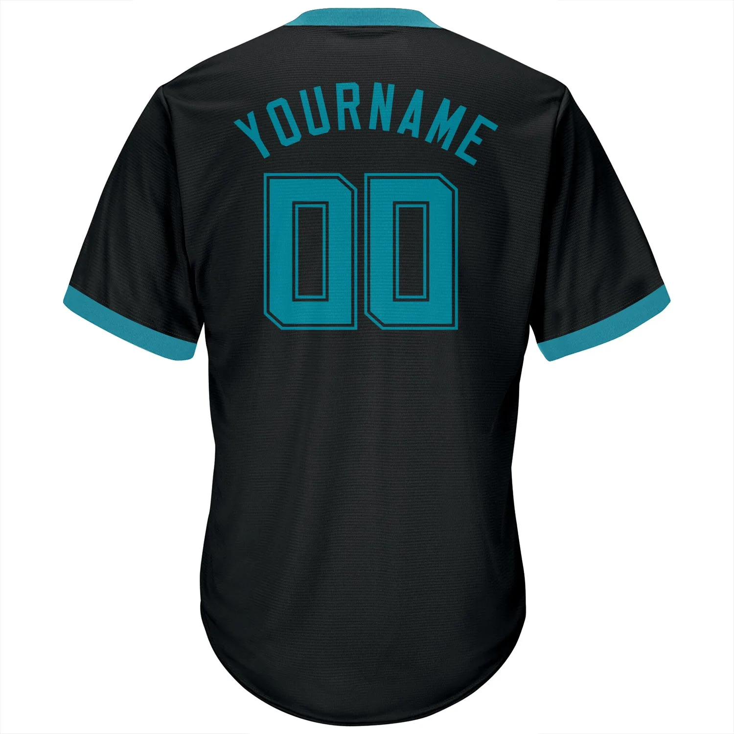 Custom Black Teal-Black Authentic Throwback Rib-Knit Baseball Jersey Shirt