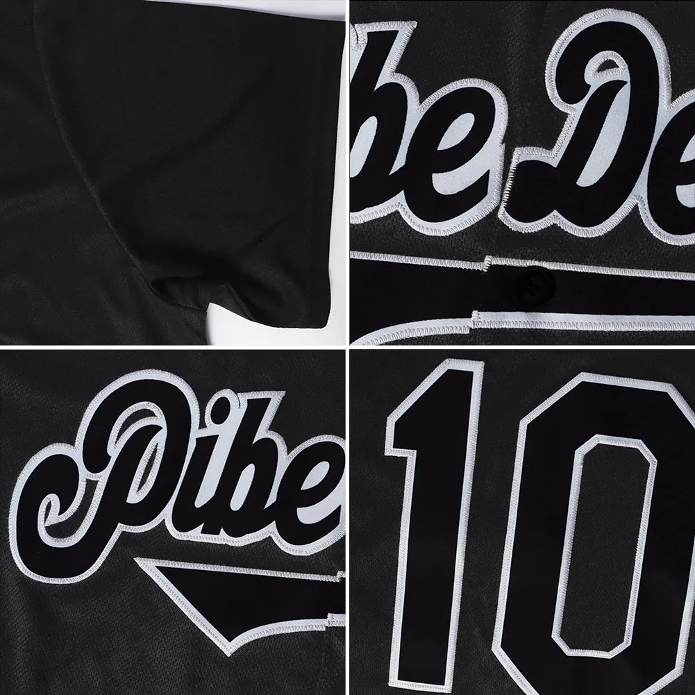 Custom Black White Authentic Throwback Rib-Knit Baseball Jersey Shirt