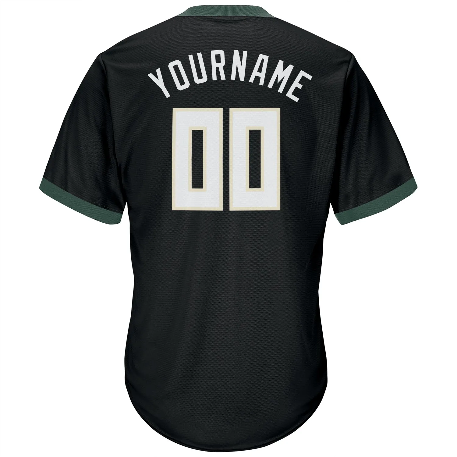 Custom Black White-Hunter Green Authentic Throwback Rib-Knit Baseball Jersey Shirt