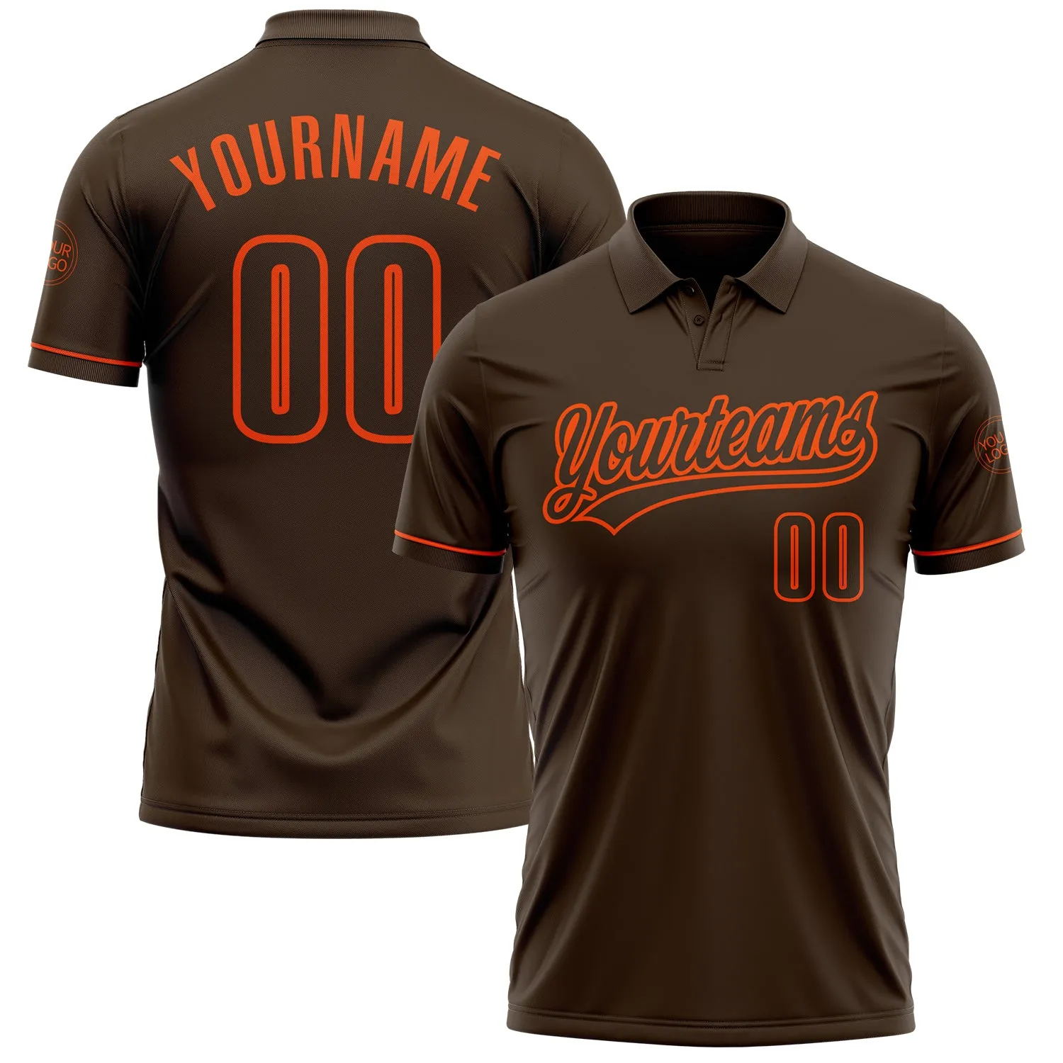 Custom Brown Orange Performance Vapor Golf Polo Shirt