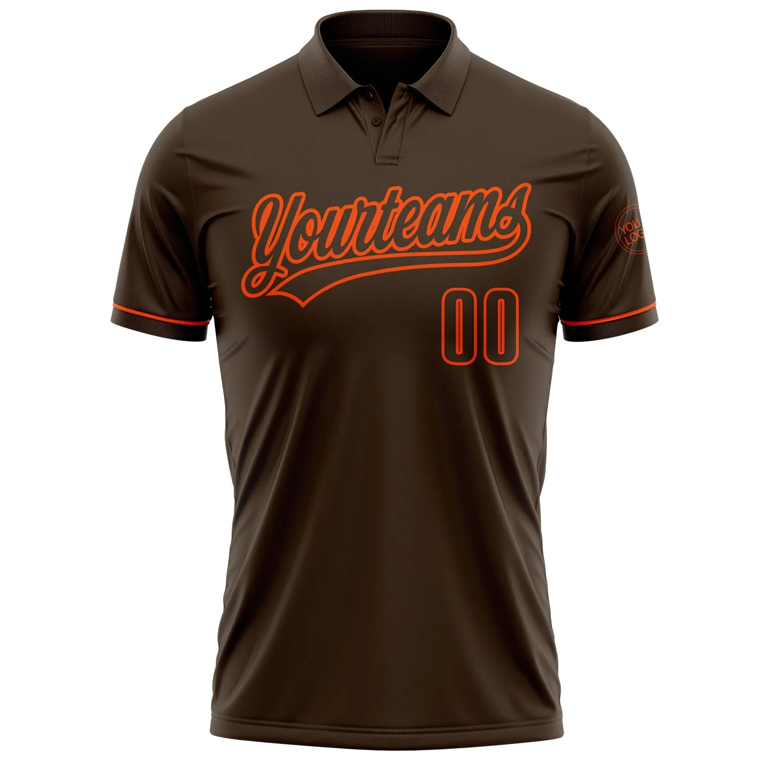 Custom Brown Orange Performance Vapor Golf Polo Shirt