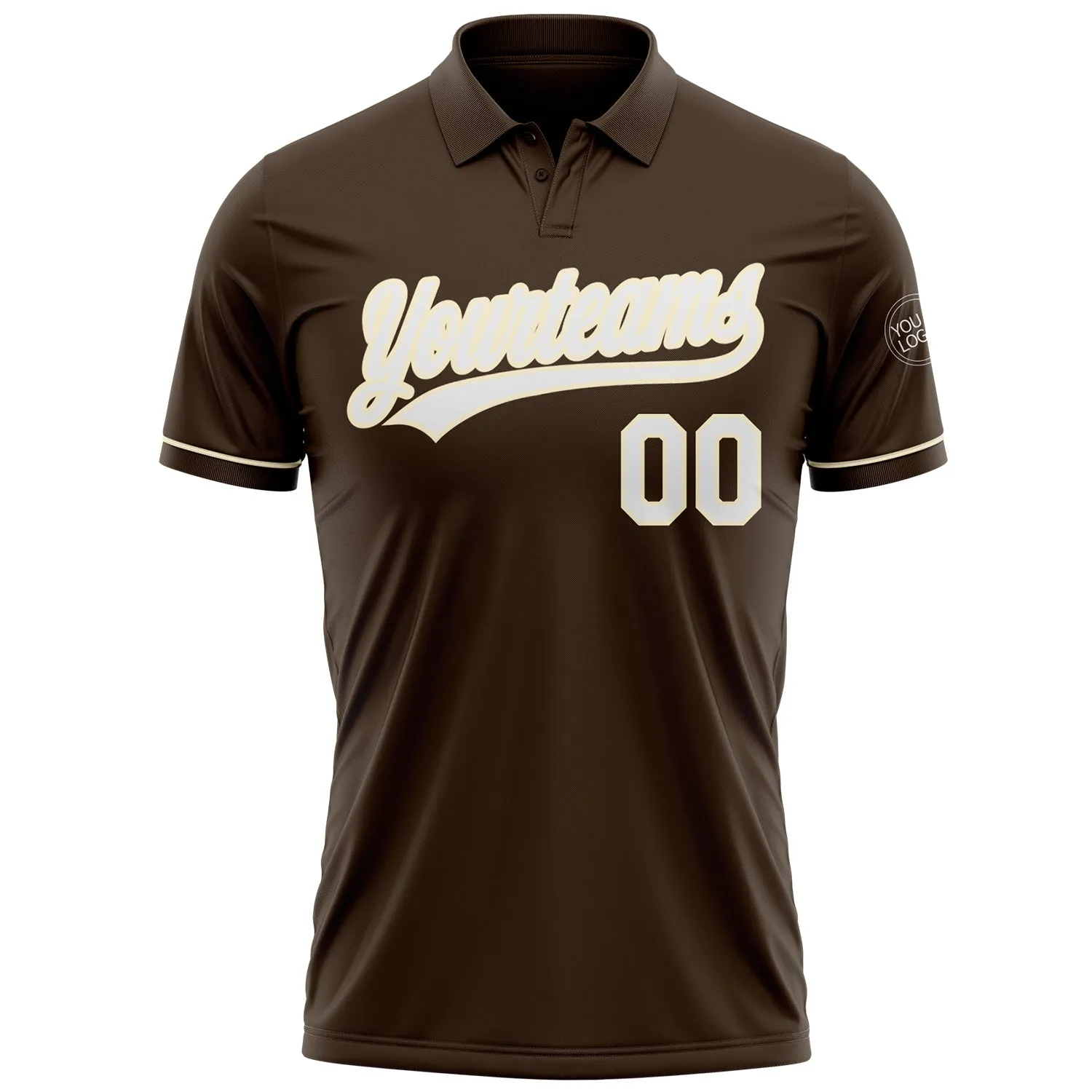 Custom Brown White-Cream Performance Vapor Golf Polo Shirt