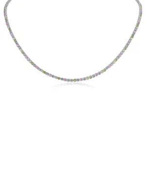 Delicate Pastel CZ Tennis Necklace