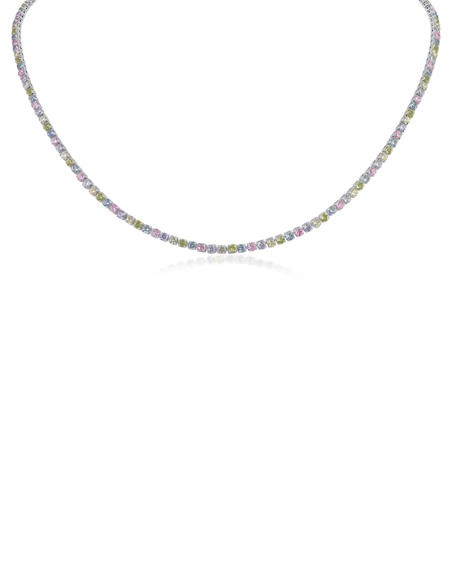 Delicate Pastel CZ Tennis Necklace