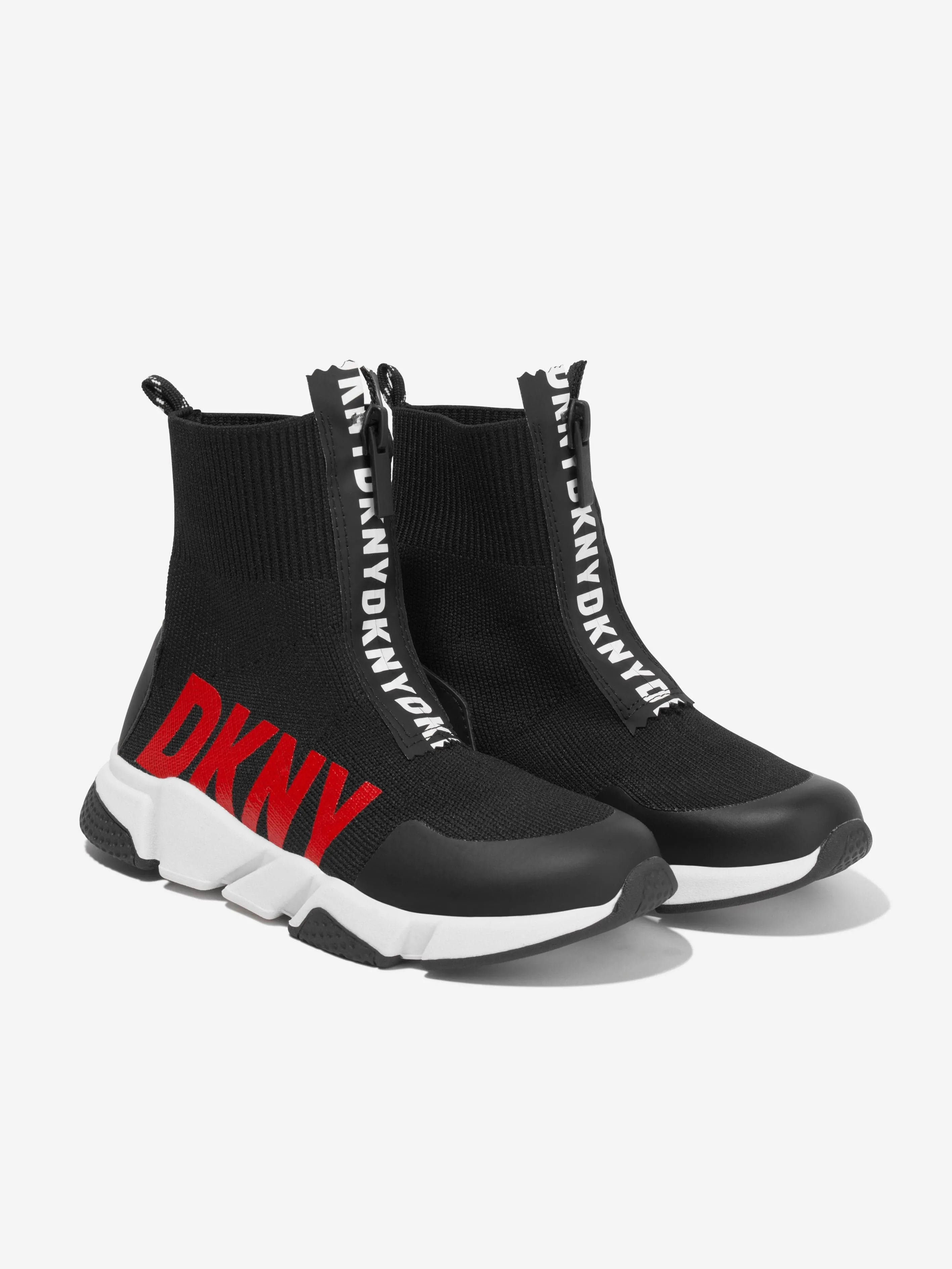 DKNY Kids Logo Sock Trainers in Black