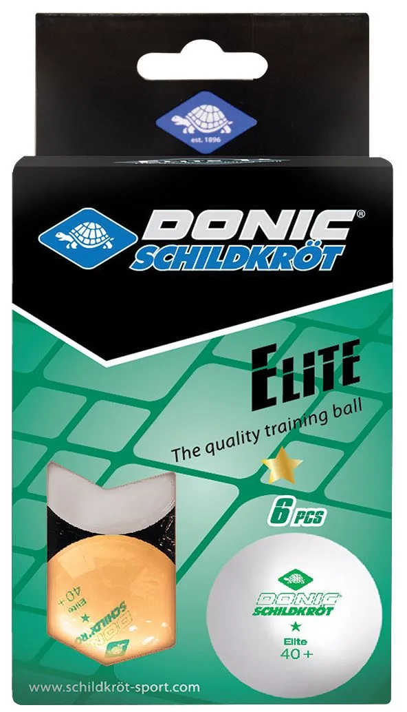 Donic Schildkrot  Table Tennis 1 Star Elite Poly 40  Balls 2 Colours - 6 pcs