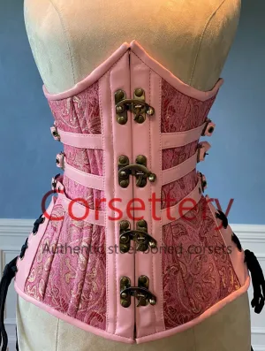 Double row steel boned authentic underbust brocade corset with leather bones. Western collection Hourglass waist training corset, coachella, exclusive steampunk corset, burlesque