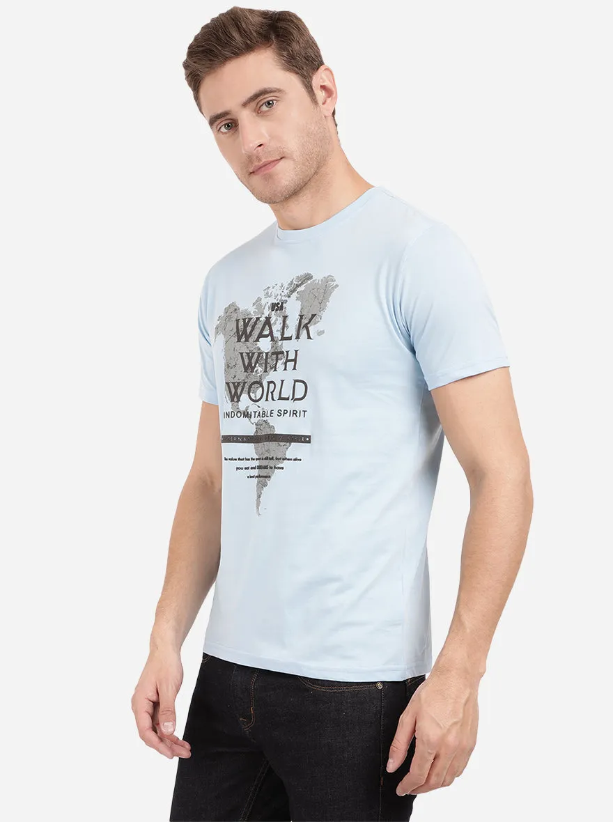 Dream Blue Printed Slim Fit T-Shirt | Greenfibre