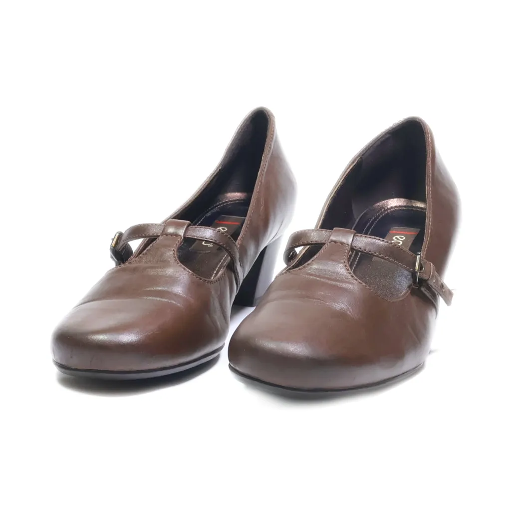 Ecco Mid-Heel Shoes Leather Brown Colour For Women