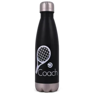 Elanze Designs Tennis Coach Black 17 ounce Stainless Steel Sports Water Bottle