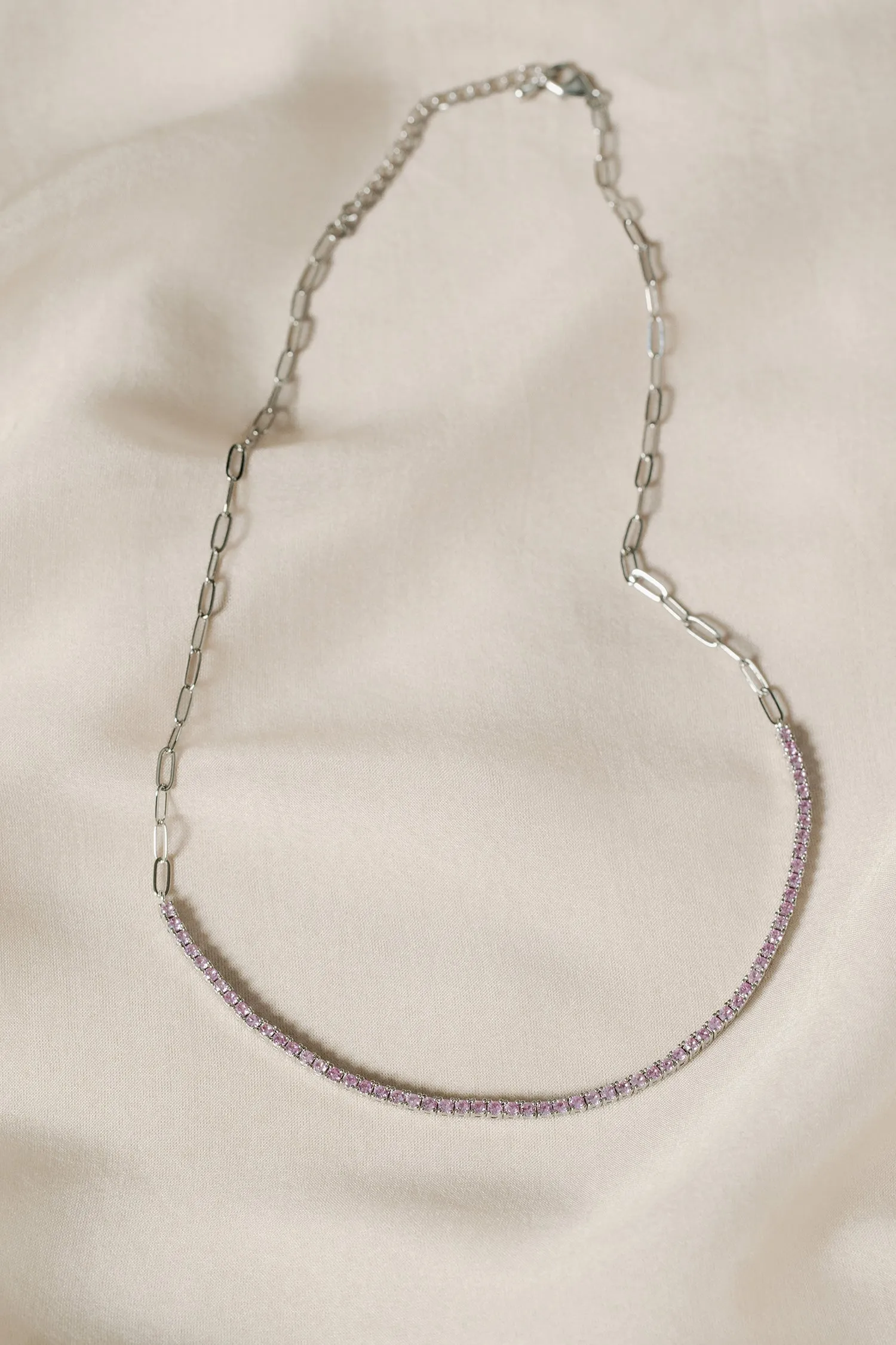 Elizabeth Pavé Paperclip Necklace