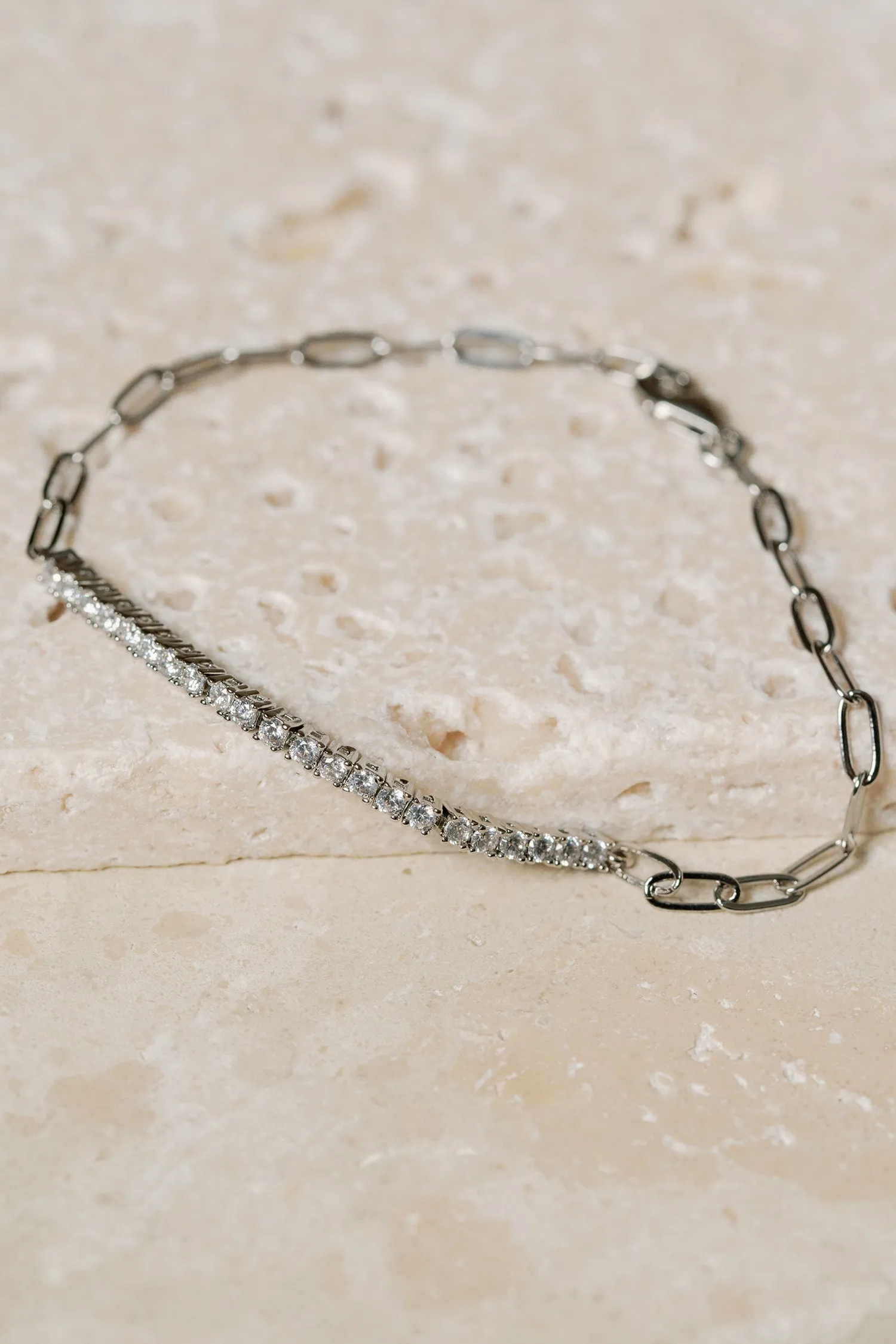 Elizabeth Pavé Tennis Paperclip Bracelet