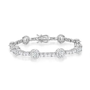 FANCIME "Noble Allure" Birthstone Cubic Zirconia Station Tennis Sterling Silver Bracelet