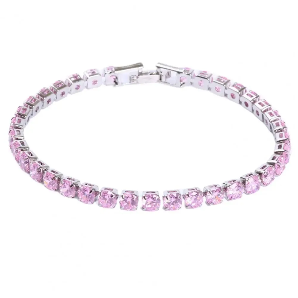 Fashion Bracelet Rhinestone Delicate Exquisite Multicolor Sparkling Dress-up Ravishing Tennis Bracelet Women Wrist Jewelry