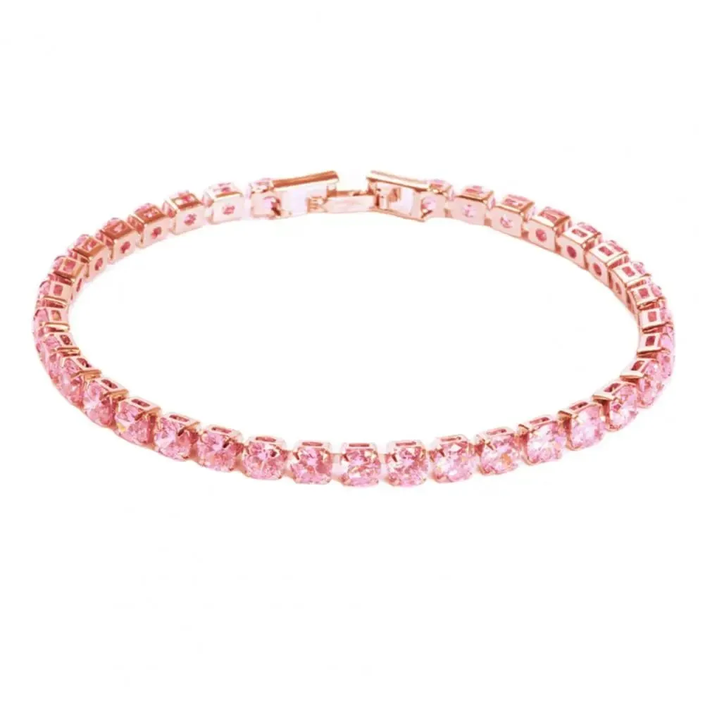 Fashion Bracelet Rhinestone Delicate Exquisite Multicolor Sparkling Dress-up Ravishing Tennis Bracelet Women Wrist Jewelry