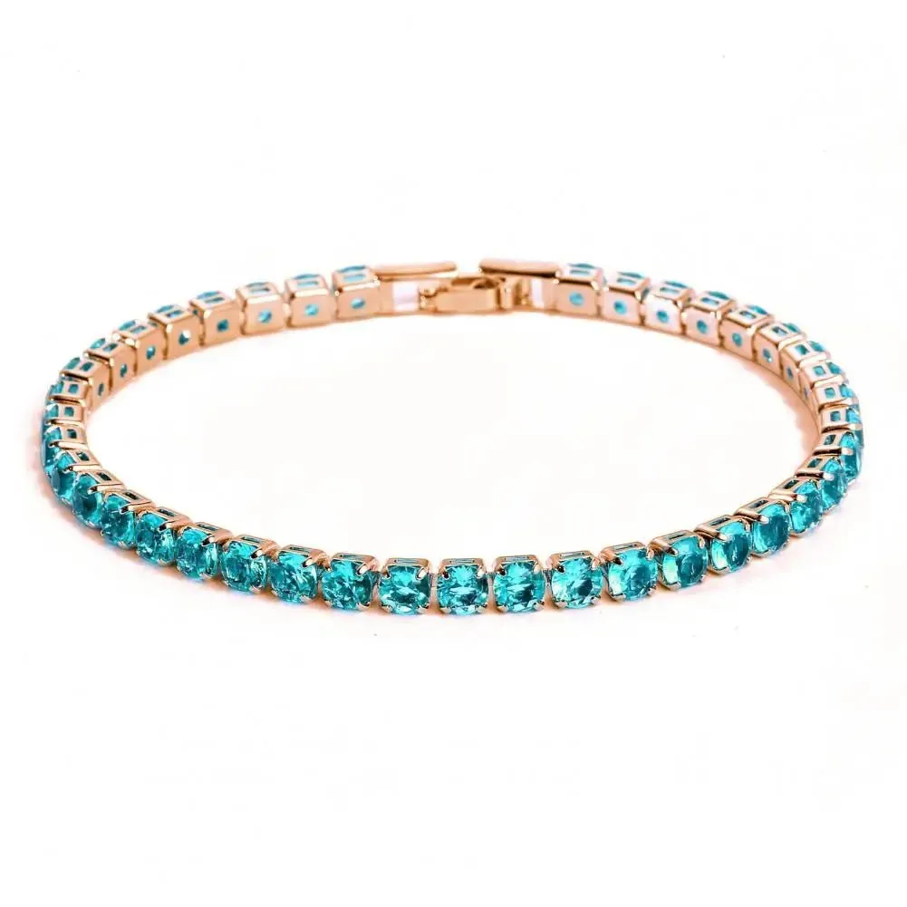 Fashion Bracelet Rhinestone Delicate Exquisite Multicolor Sparkling Dress-up Ravishing Tennis Bracelet Women Wrist Jewelry