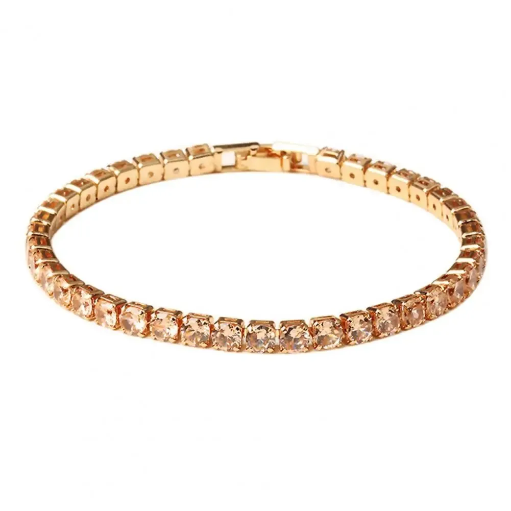 Fashion Bracelet Rhinestone Delicate Exquisite Multicolor Sparkling Dress-up Ravishing Tennis Bracelet Women Wrist Jewelry