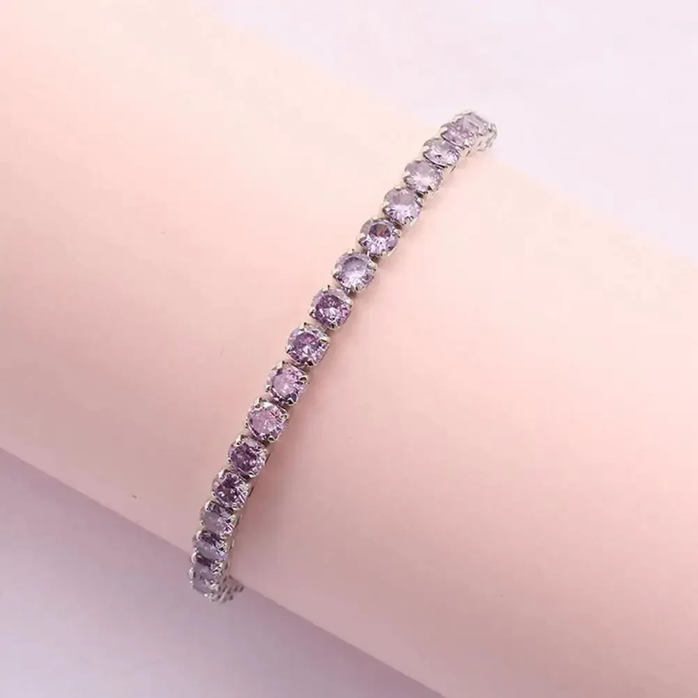 Fashion Bracelet Rhinestone Delicate Exquisite Multicolor Sparkling Dress-up Ravishing Tennis Bracelet Women Wrist Jewelry