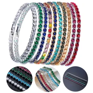 Fashion Bracelet Rhinestone Delicate Exquisite Multicolor Sparkling Dress-up Ravishing Tennis Bracelet Women Wrist Jewelry