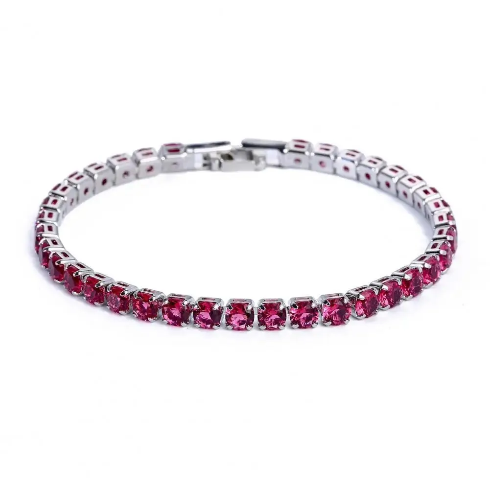 Fashion Bracelet Rhinestone Delicate Exquisite Multicolor Sparkling Dress-up Ravishing Tennis Bracelet Women Wrist Jewelry