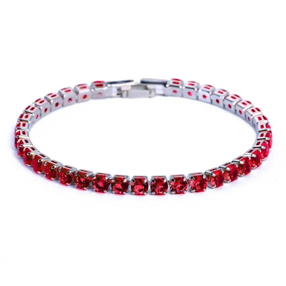 Fashion Bracelet Rhinestone Delicate Exquisite Multicolor Sparkling Dress-up Ravishing Tennis Bracelet Women Wrist Jewelry