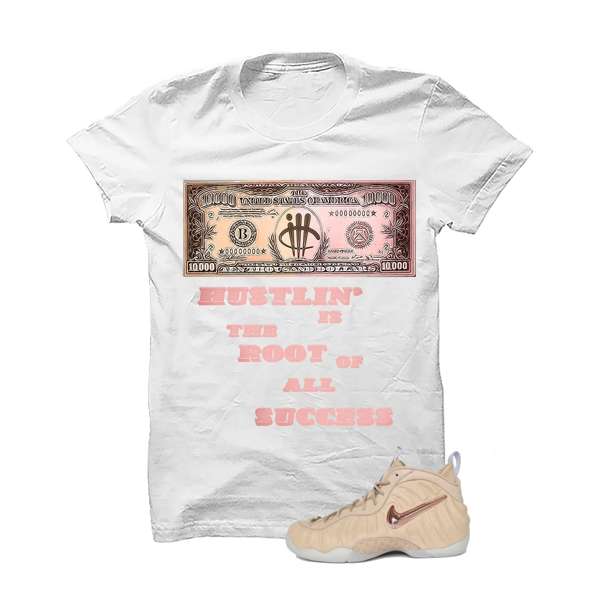 Foamposite Pro Vachetta Tan White T Shirt (Hustling)