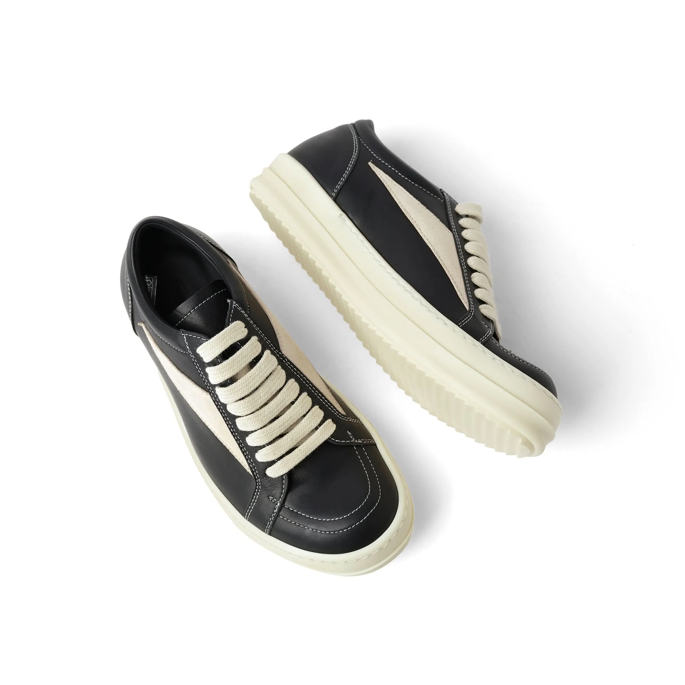 Full Grain Leather Vintage Sneaker in Black/Milk