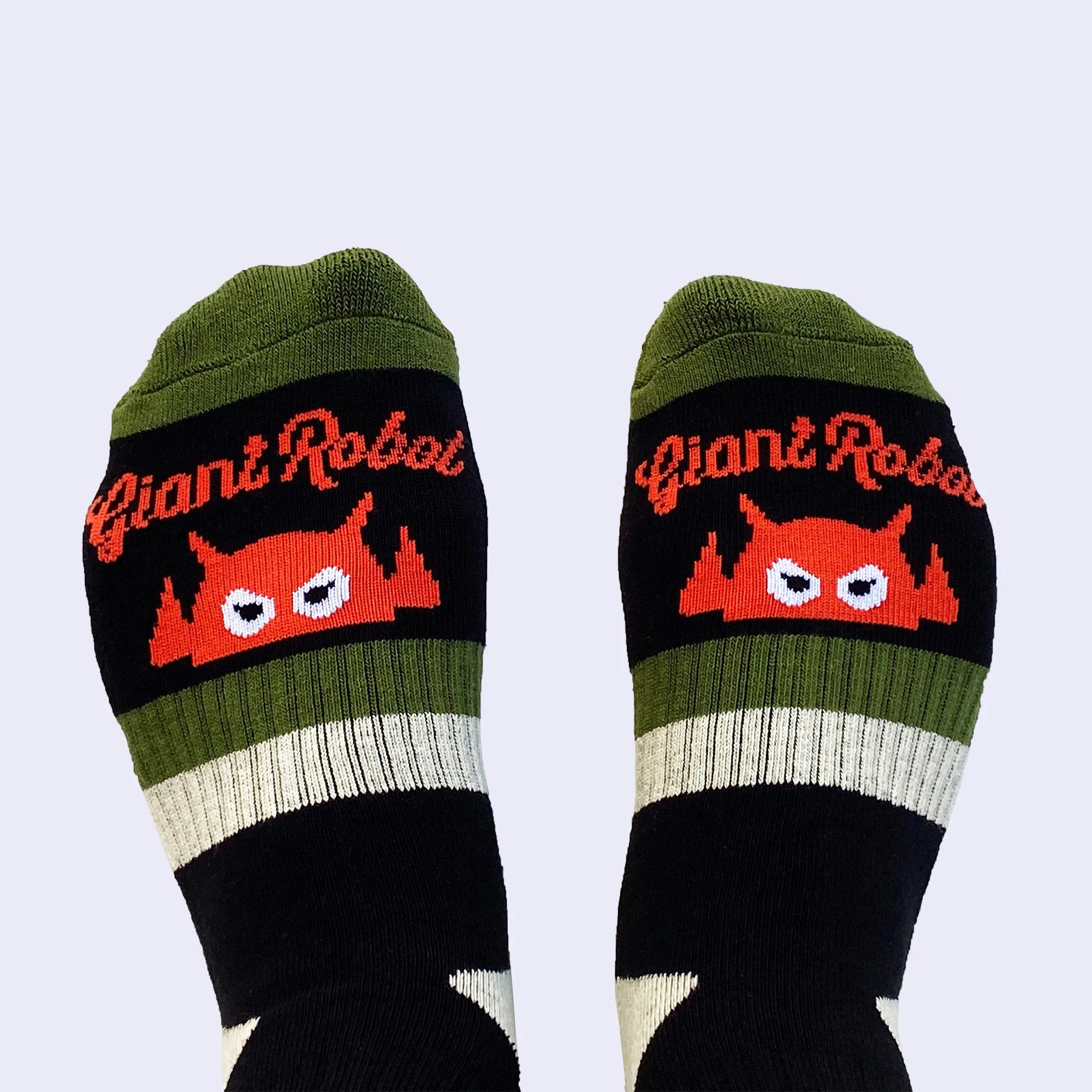 Giant Robot - Big Boss Robot Socks - Military Stripes with Safety Orange