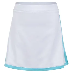 Girls' Border Tennis Skort White and Aqua Trim