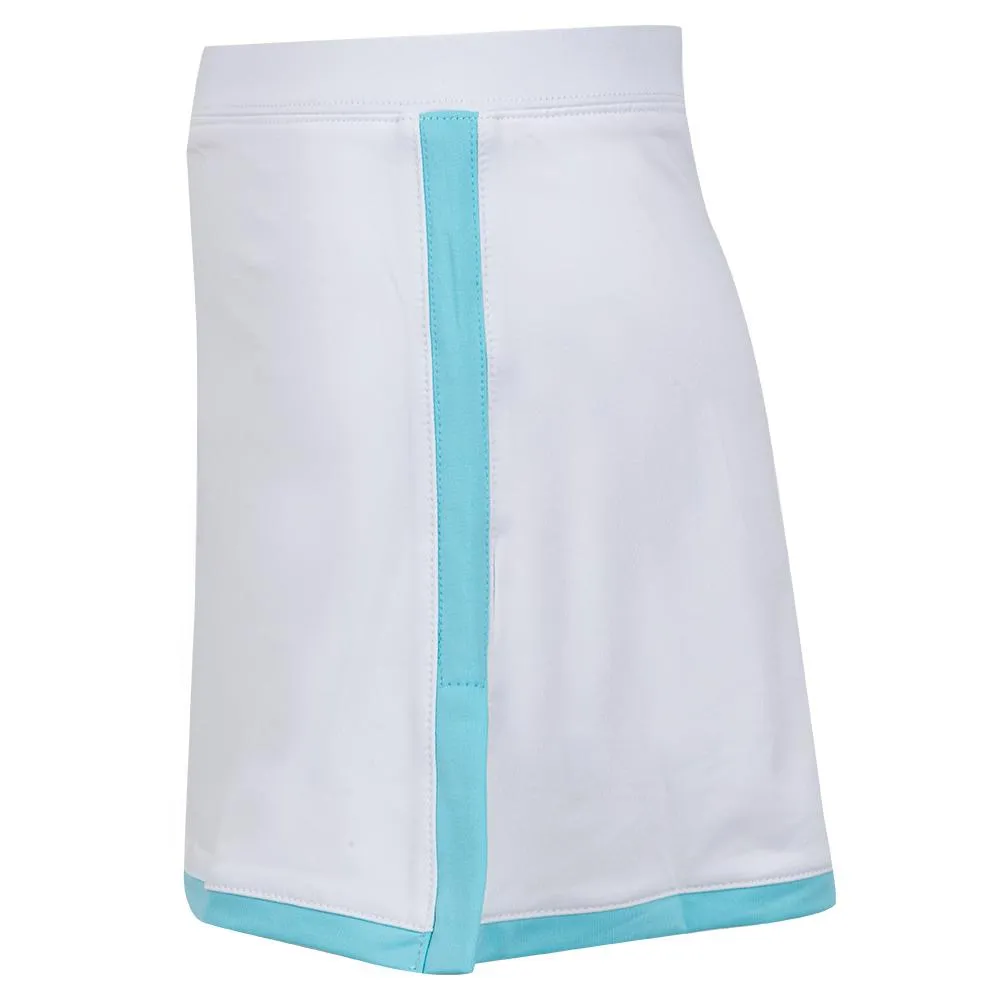 Girls' Border Tennis Skort White and Aqua Trim