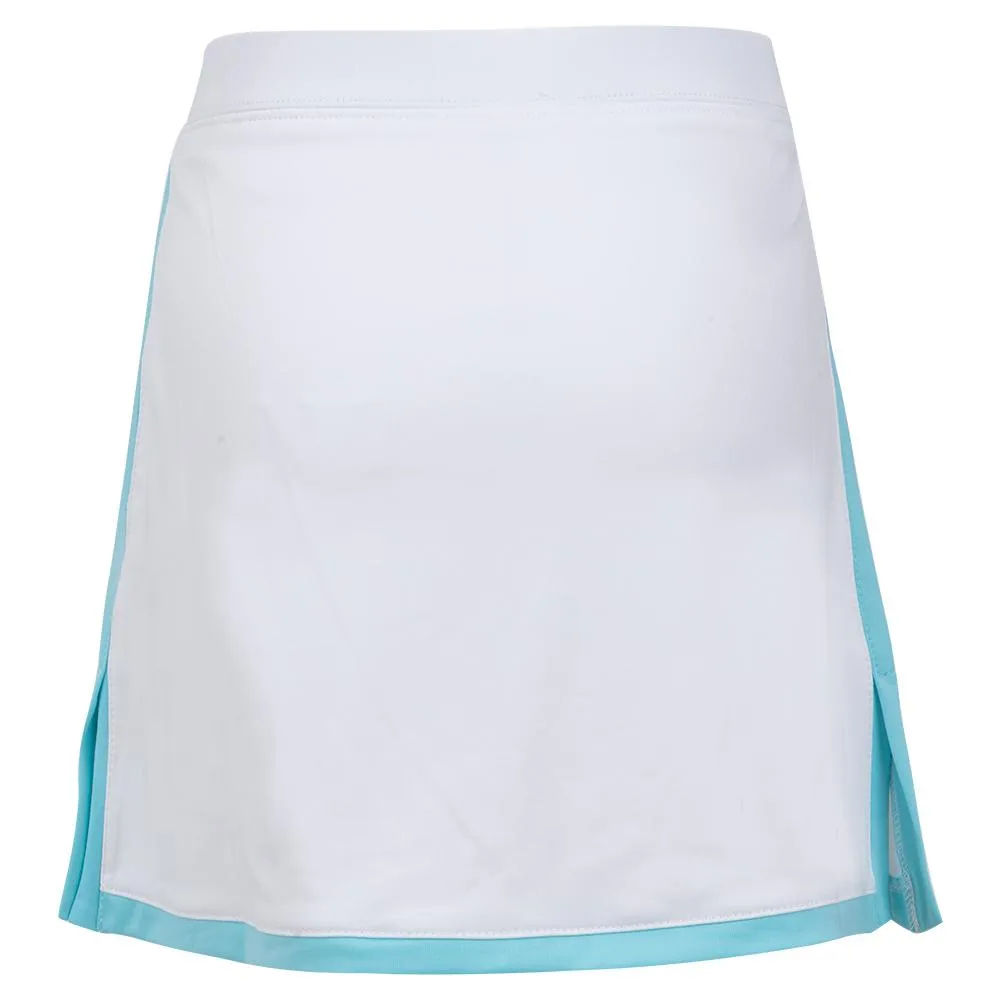 Girls' Border Tennis Skort White and Aqua Trim