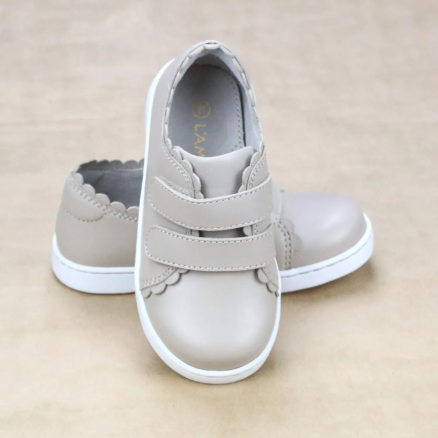 Girls Caroline Scalloped Double Velcro Sweetheart Sneaker