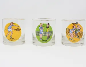 Glasses, Whiskey / Rocks, Tennis Novelty Funny, Retro Vintage RARE