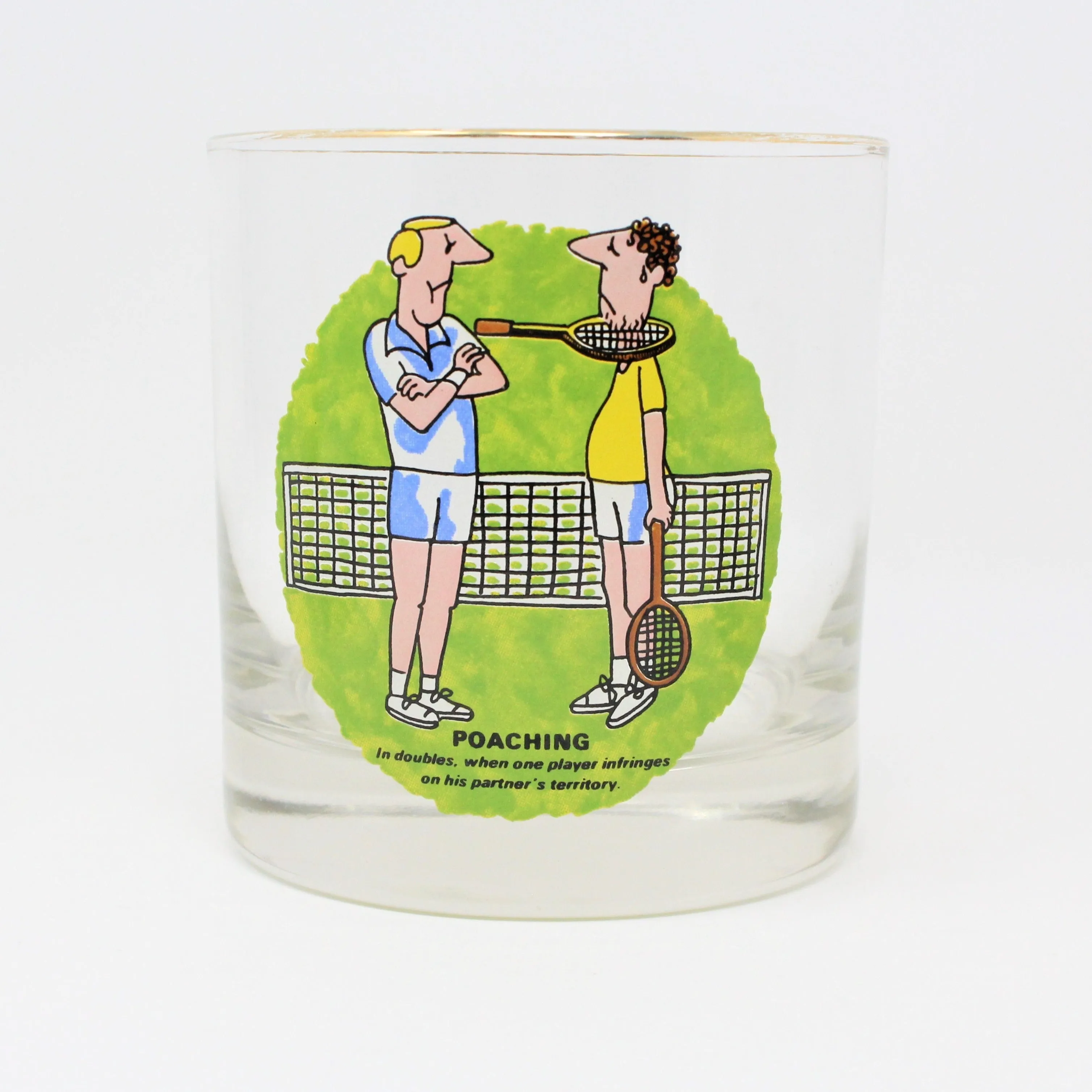 Glasses, Whiskey / Rocks, Tennis Novelty Funny, Retro Vintage RARE