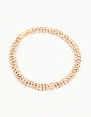 Gold Teardrop Cubic Zirconia Layered Tennis Bracelet