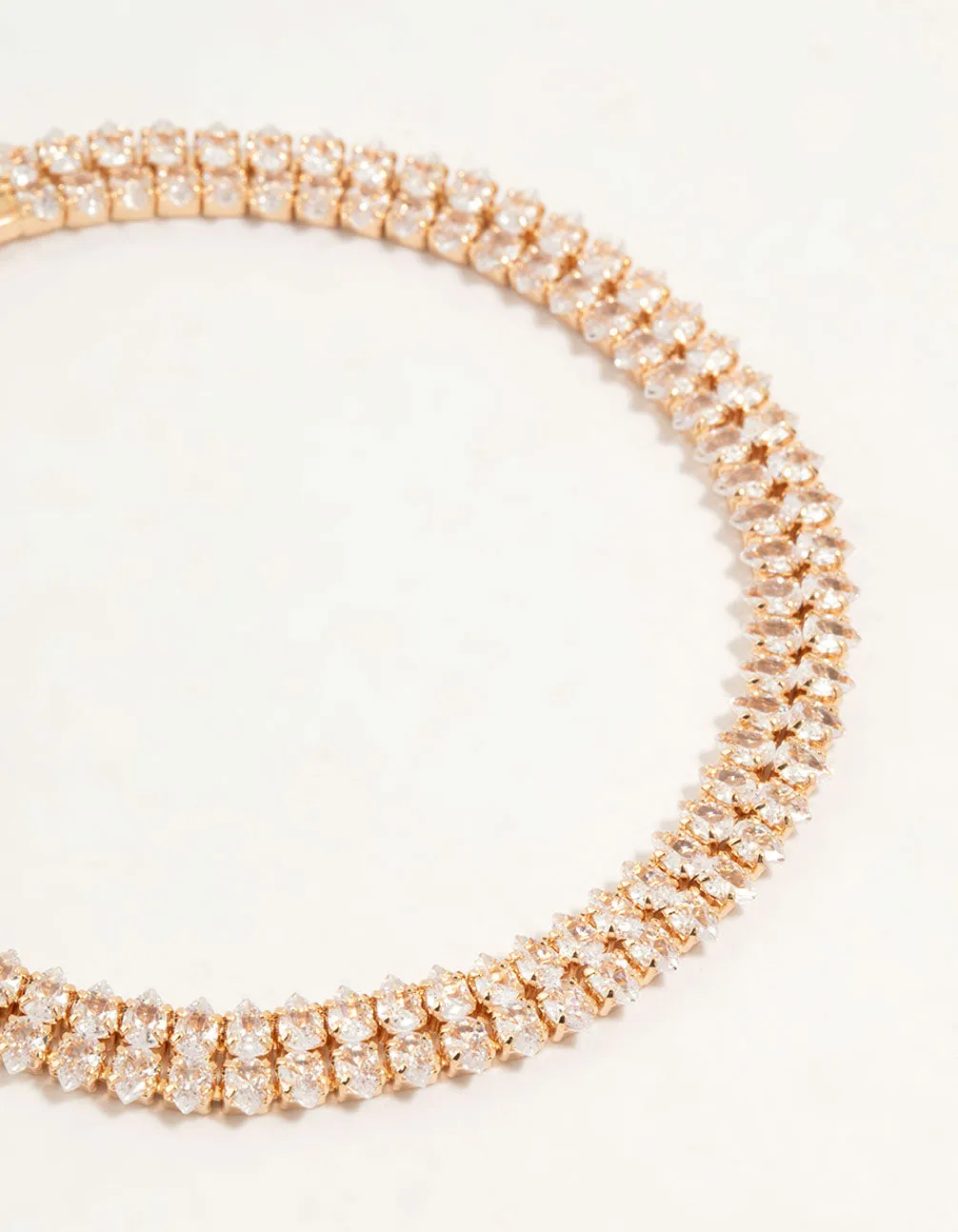 Gold Teardrop Cubic Zirconia Layered Tennis Bracelet