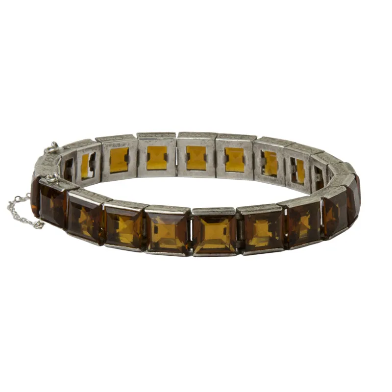 Golden Topaz & Sterling Diamonbar Bracelet